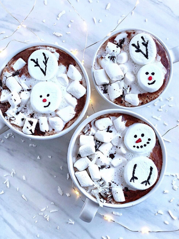 Coconut Milk Hot Chocolate with Marshmallows - Crepes and Bows