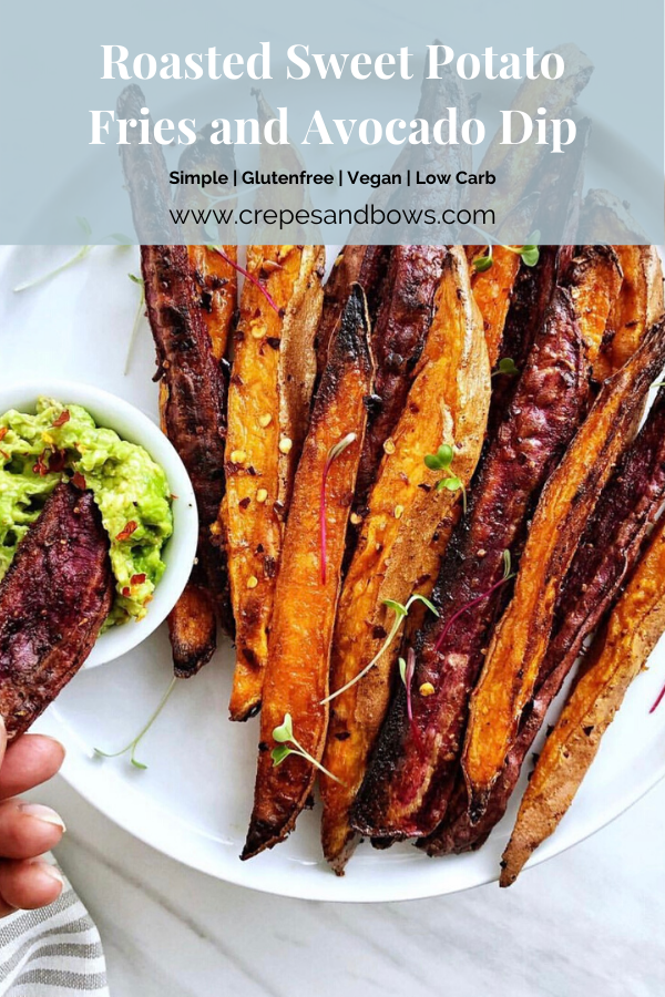 Roasted Sweet Potato Fries with Avocado Dip